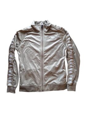 Kappa Beige Track Jacket Women’s Large Full Zip Logo Y2K Athleisure Streetwear